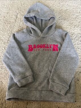 Brooklyn New York Girls Size 4Y Grey And Pink Hooded Sweatshirt